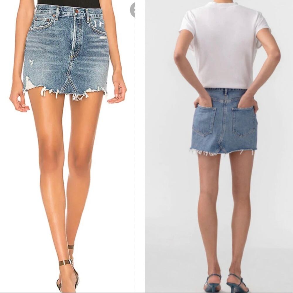 AGOLDE QUINN HI RISE MINI SKIRT IN RANSOM RAW CUT HEM 27